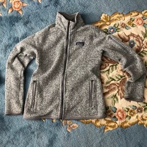 Patagonia Gray knit zip up sweatshirt